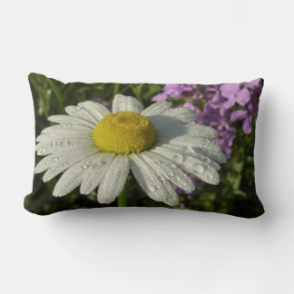Daisy and Summer Lilac Wildflower Lumbar Cushion
