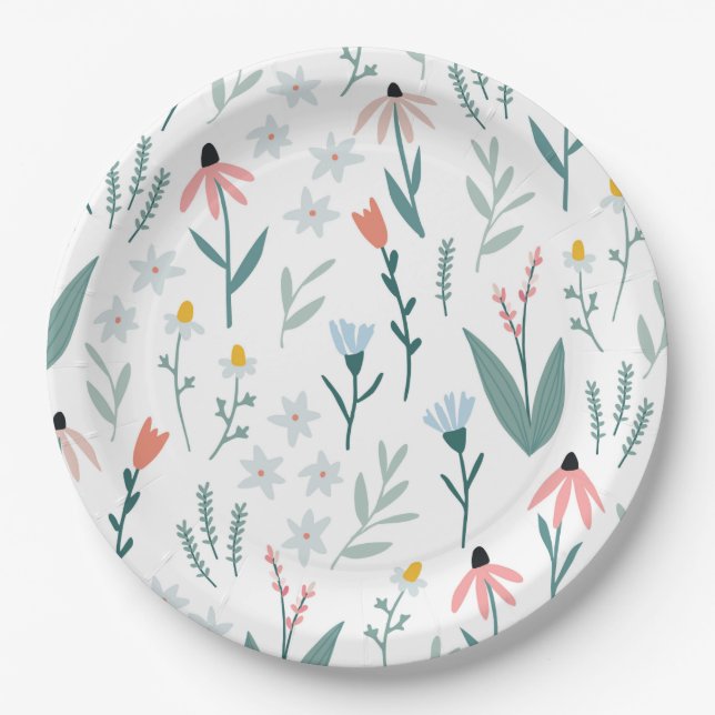 Daisy and Tulip Party Plates (Front)
