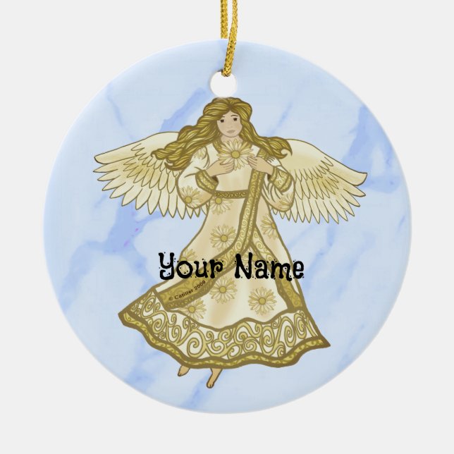 Daisy Angel Ceramic Tree Decoration (Front)