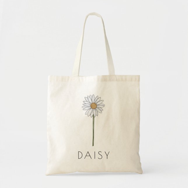 DAISY April Birth Flower Custom Name Tote Bag (Front)