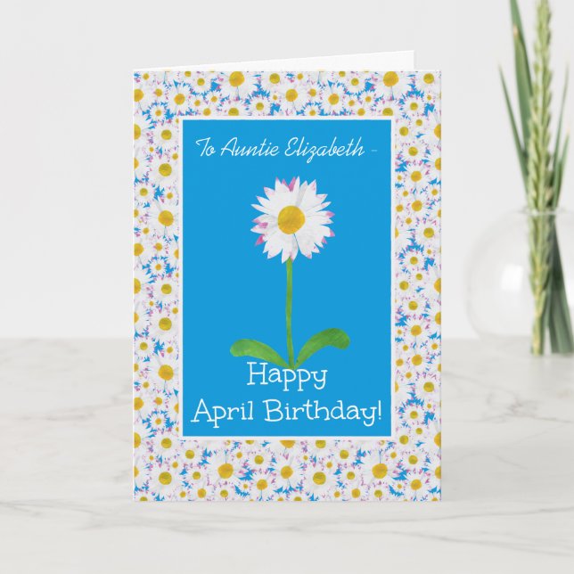 Daisy, April Birthday Card to Personalise (Front)