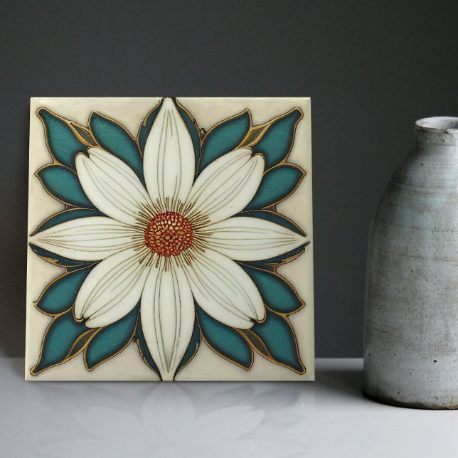 Daisy Art Deco Floral Wall Decor Art Nouveau Tile (Creator Uploaded)