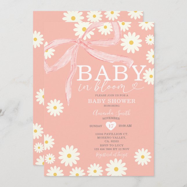 Daisy Baby in Bloom Baby Shower  Invitation (Front/Back)