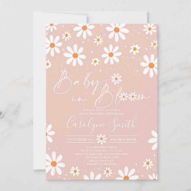 Daisy Baby in bloom Boho Baby Shower Invitation (Front)