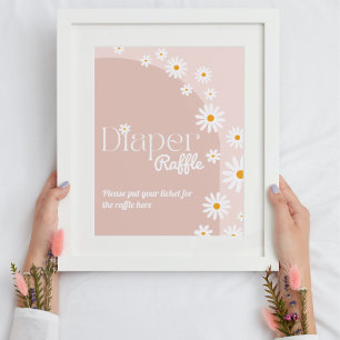 Daisy Baby in bloom Boho Girl Baby Shower diaper Poster