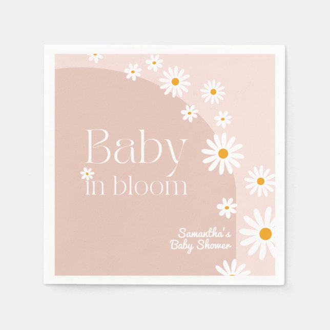 Daisy Baby in bloom Boho Girl Baby Shower Napkin (Front)