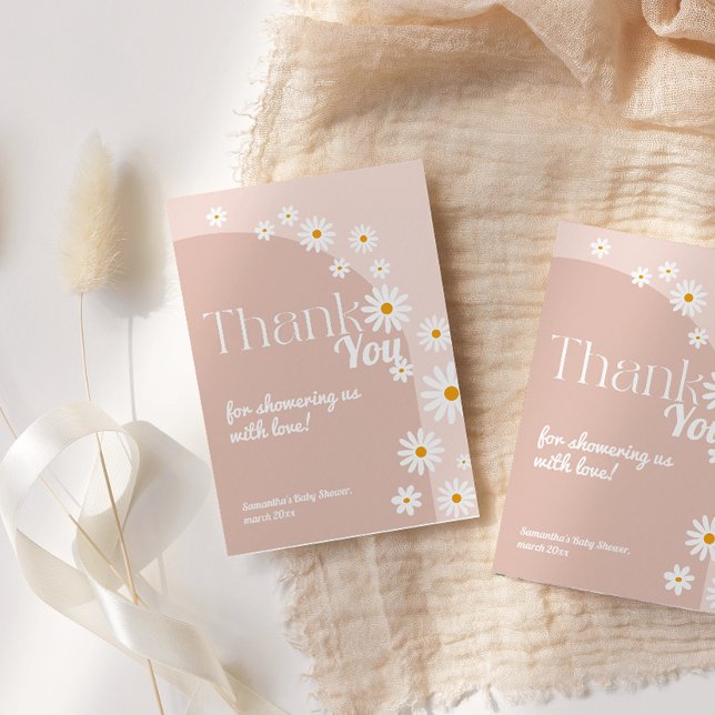 Daisy Baby in bloom Boho Girl Baby Shower Thank You Card (Creator Uploaded)