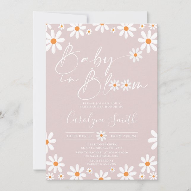 Daisy Baby in bloom Girl Baby Shower Invitation (Front)
