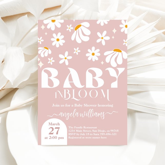 Daisy Baby in bloom Simple Girl Baby Shower Invitation (Creator Uploaded)