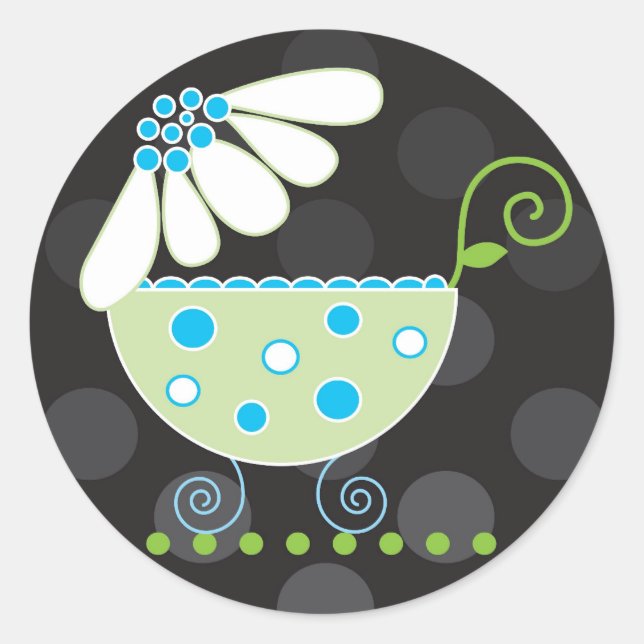 Daisy Baby Invitation or Favour Sticker (Front)