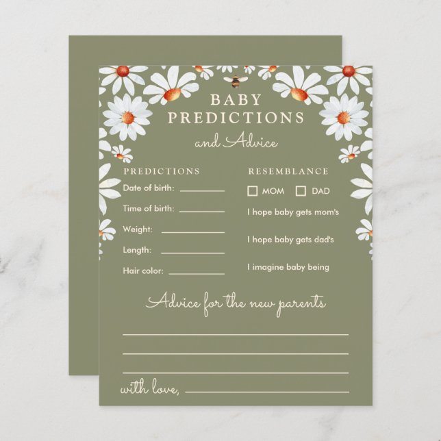 Daisy Baby Predictions & Advice  (Front/Back)