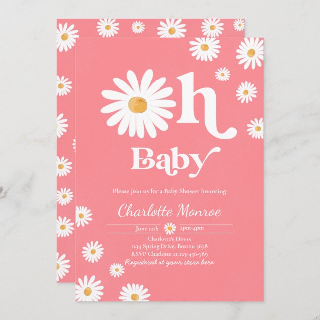 Daisy Baby Shower Bohemian Floral Chic Baby Shower Invitation (Front/Back)