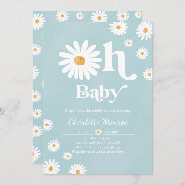Daisy Baby Shower Bohemian Floral Chic Baby Shower Invitation (Front/Back)