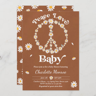 Daisy Baby Shower Bohemian Peace Love Baby Shower  Invitation