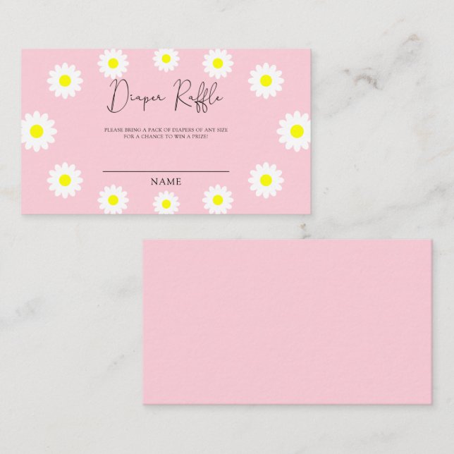 Daisy - baby shower diaper raffle ticket  enclosure card (Front/Back)