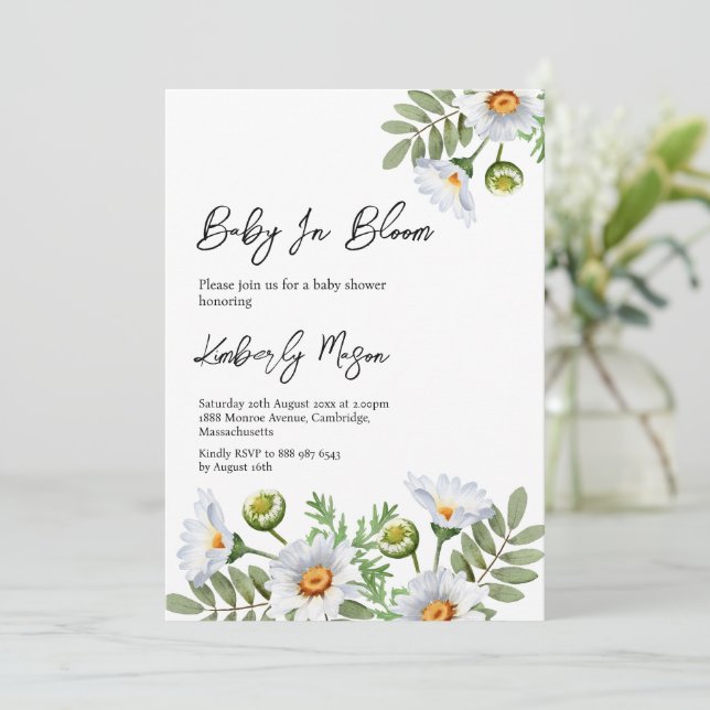 Daisy Baby Shower Invitation (Standing Front)