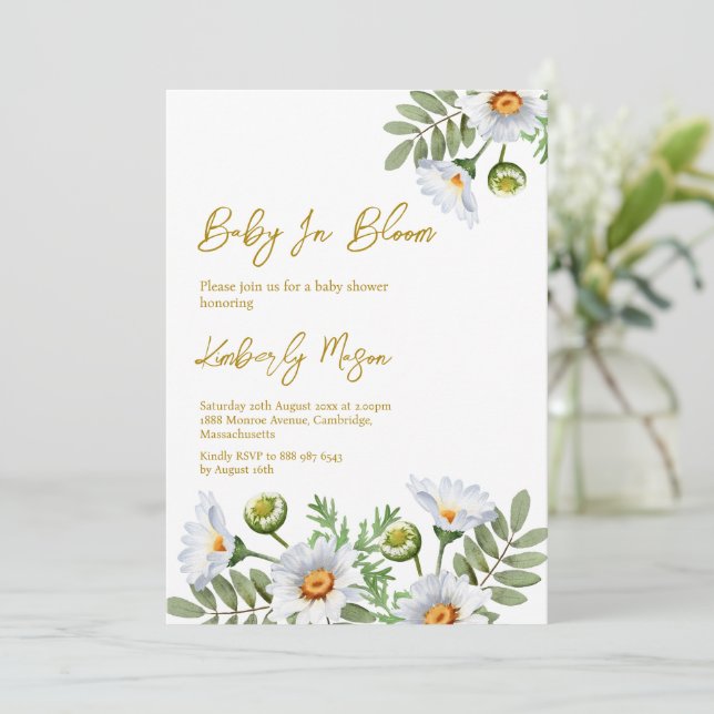 Daisy Baby Shower Invitation (Standing Front)