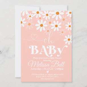 Daisy Baby shower Invitation Boho Retro Daisy Hipp