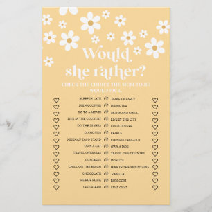 Daisy Baby Shower Would She Rather Game Flyer