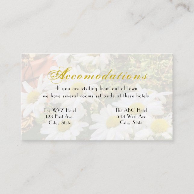Daisy Background Elegant Yellow and Grey Wedding Enclosure Card (Front)