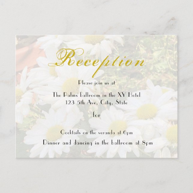 Daisy Background Flowing Yellow and Grey Wedding Postcard (Front)