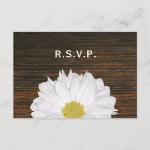 Daisy & Barnwood Rustic Wedding RSVP Card