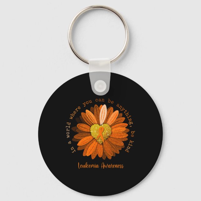 Daisy Be Kind Leukaemia Awareness Orange Ribbon  Key Ring (Front)