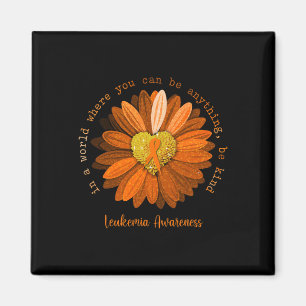 Daisy Be Kind Leukaemia Awareness Orange Ribbon Magnet