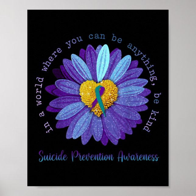 Daisy Be Kind Suicide Prevention Awareness Teal An Poster (Front)