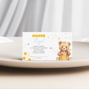 Daisy Bear Diaper Raffle Girl Baby Shower  Enclosure Card
