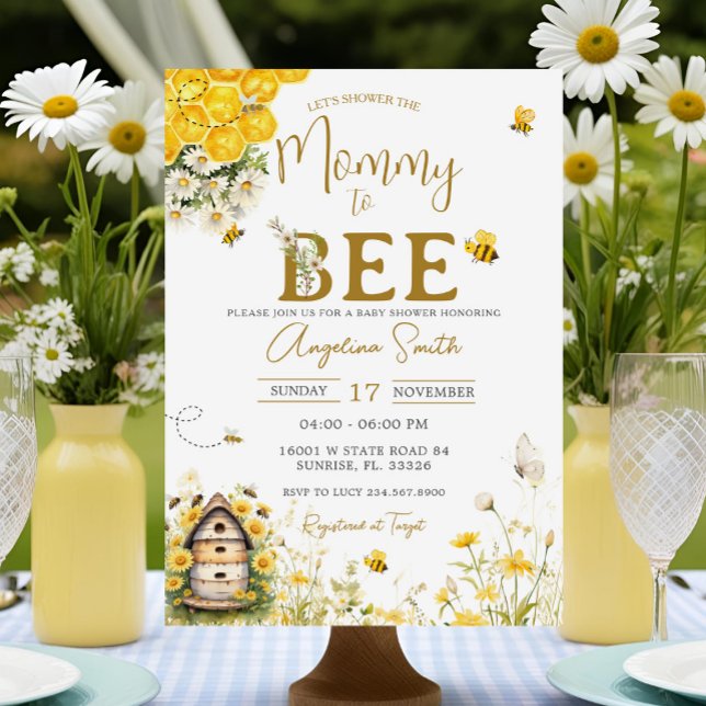 Daisy Bee Baby Shower Mummy To Bee Baby Shower  Invitation (Creator Uploaded)