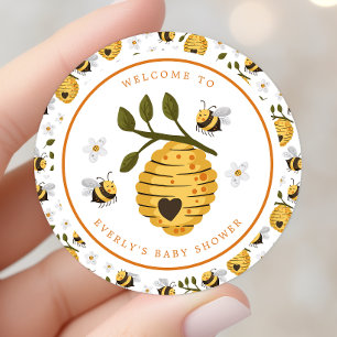 Daisy Beehive Bumblebee Bee Baby Shower Classic Round Sticker