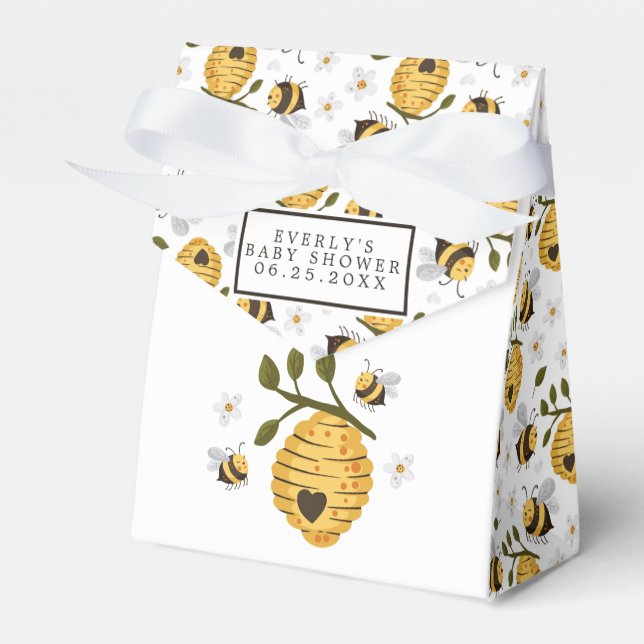 Daisy Beehive Bumblebee Bee Baby Shower Favour Box (Front Side)