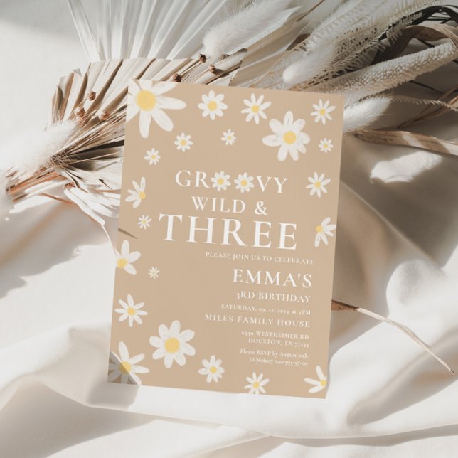 Daisy Beige Kids Birthday  Invitation (Creator Uploaded)