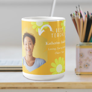 Daisy Best Teacher Photo Yellow Orange Coffee Mug