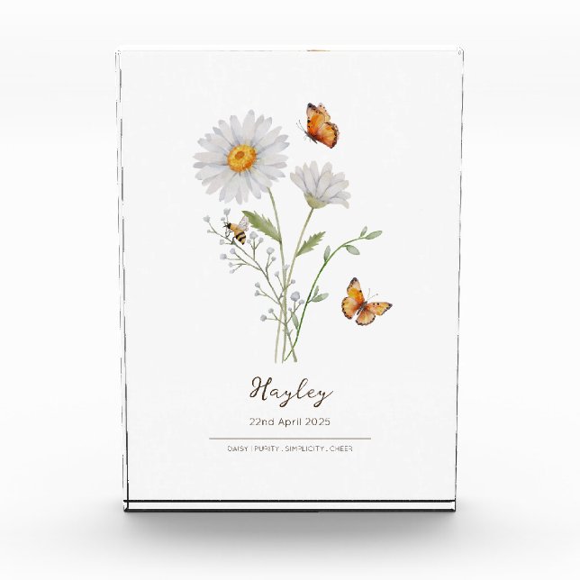 Daisy Birth Month Flower Photo Block (Front)