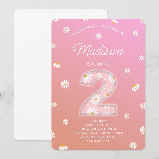 Daisy Birthday Invitation (Front/Back)