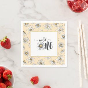 Daisy Birthday Napkin - Wild One - Yellow
