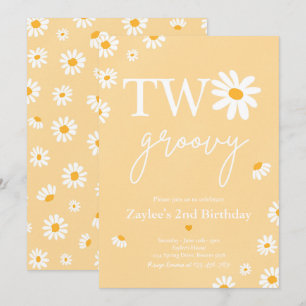 Daisy Birthday Party Bohmian Two Groovy Birthday Invitation