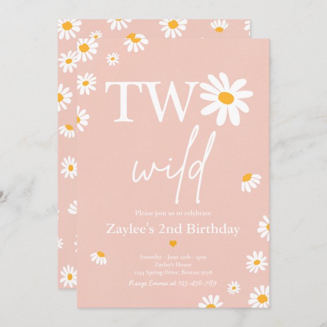 Daisy Birthday Party Bohmian Two Wild 2nd Birthday Invitation (Front/Back)