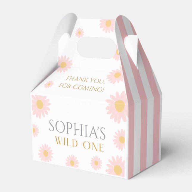 Daisy Birthday Party Bohmian Wild One 1st Birthday Favour Box (Front Side)