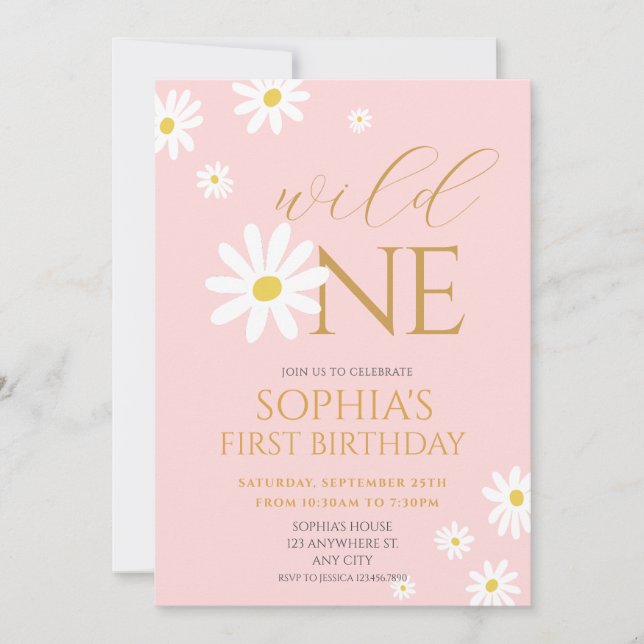 Daisy Birthday Party Bohmian Wild One 1st Birthday Invitation (Front)