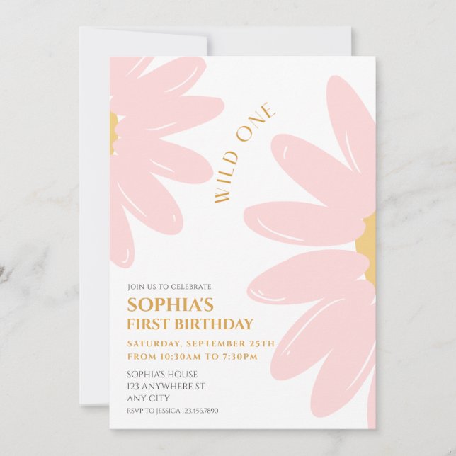 Daisy Birthday Party Bohmian Wild One 1st Birthday Invitation (Front)