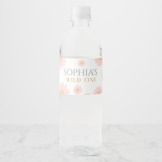 Daisy Birthday Party Bohmian Wild One 1st Birthday Water Bottle Label