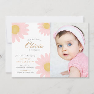 Daisy birthday party boho floral photo invitation