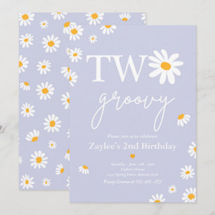 Daisy Birthday Party Boho Two Groovy 2nd Birthday Invitation
