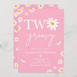 Daisy Birthday Party Boho Two Groovy 2nd Birthday Invitation