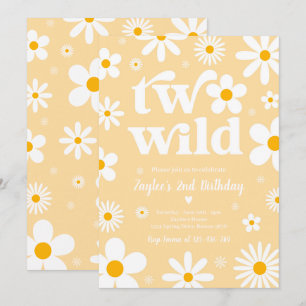 Daisy Birthday Party Boho Two Wild 2nd Birthday Invitation