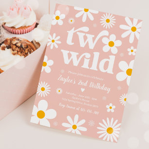 Daisy Birthday Party Boho Two Wild 2nd Birthday Invitation