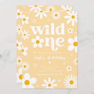 Daisy Birthday Party Boho Wild One 1st Birthday Invitation